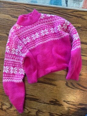 Chic girls Pink Fair Isle Mock Neck Sweater
